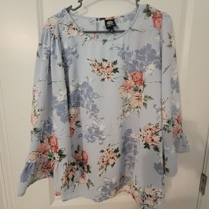 Floral bell sleeve top